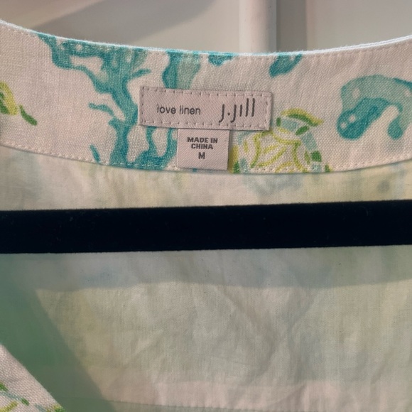 J. Jill Green and Blue Floral Midi Dress linen - Picture 2 of 5